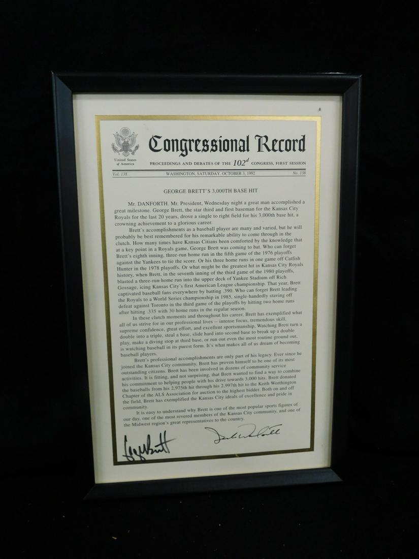 Framed Geo Brett Congressional Proclamation (1 of 3)