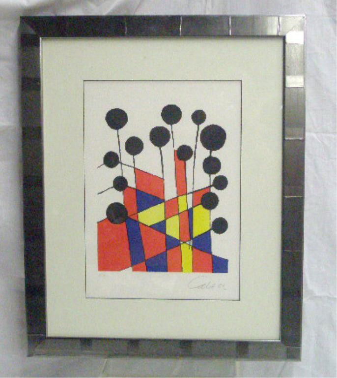 Alexander Calder Serigraph: [Alexander] Calder, signed in graphite, in margin, lithograph in colors, [Artist's Proof], "Lollipops". 15 1/2"h x 11 1/4"w=image (sight); 24 3/4"h x 20 1/4"w=frame. Condition: No issues identified.