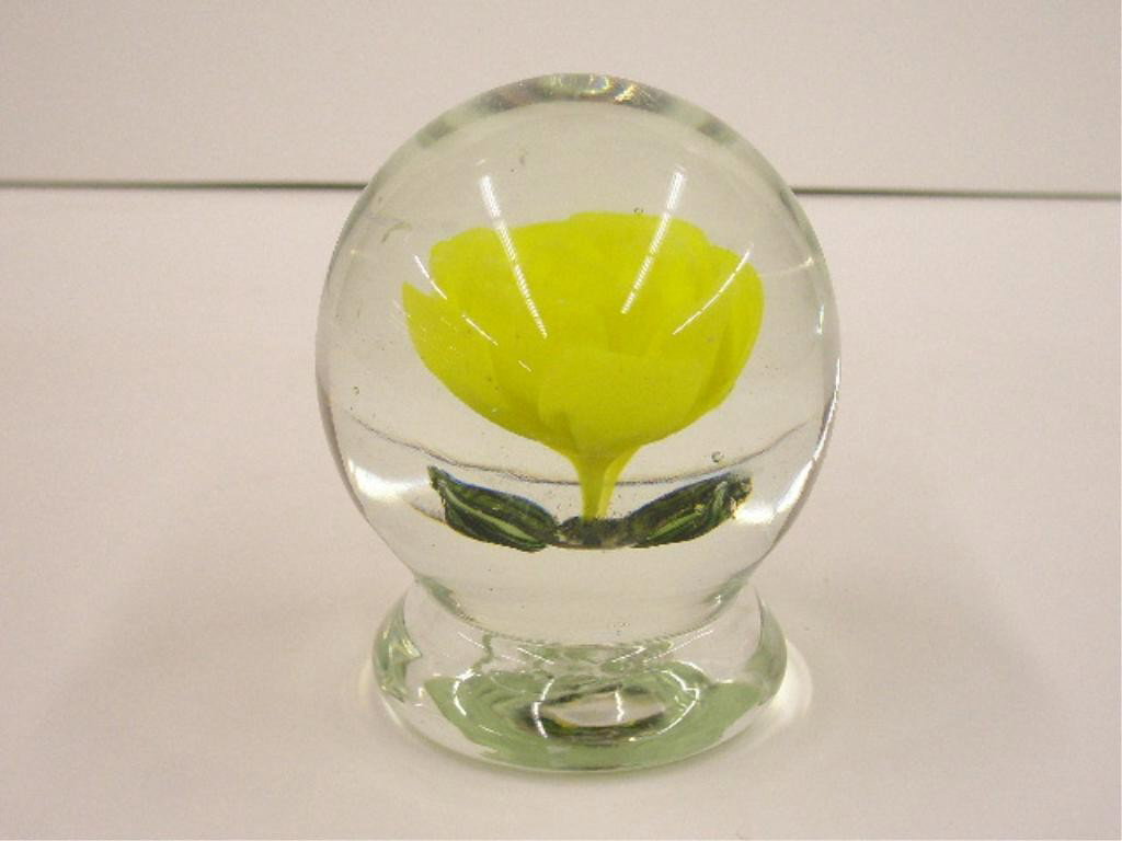 Vintage Footed Rose Glass Paperweight