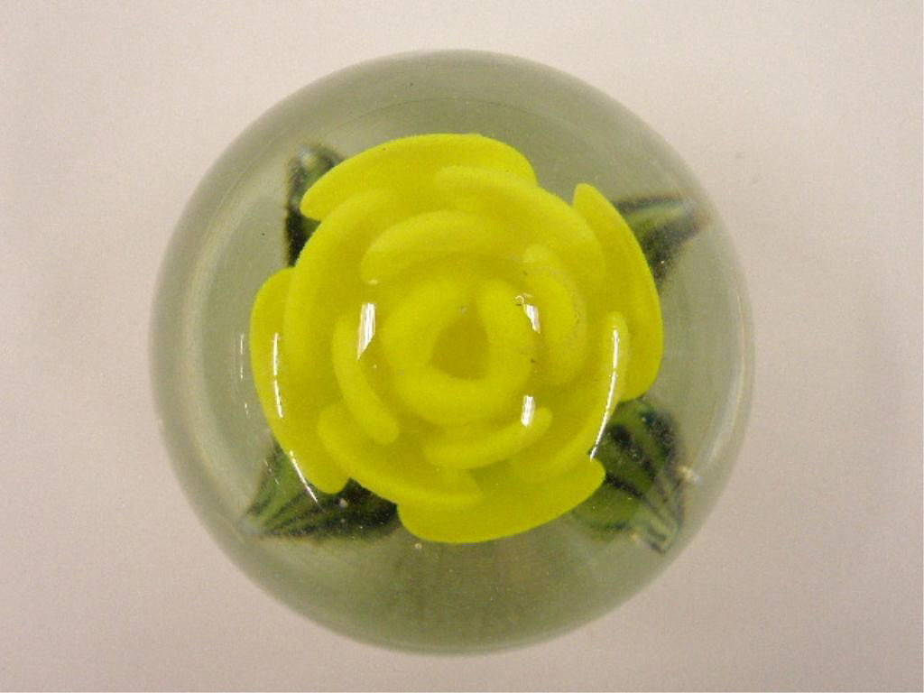 Vintage Footed Rose Glass Paperweight - 2