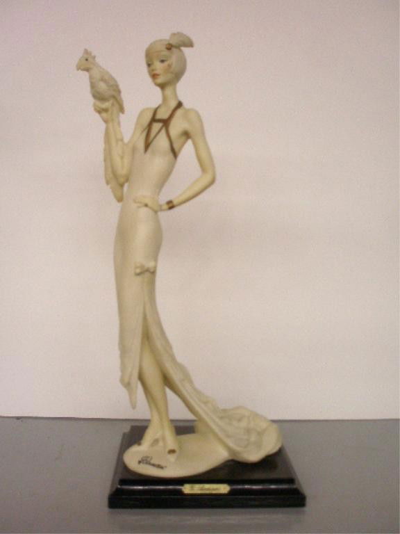 Giuseppe Armani Lady With Parrot Figure: 1987 Florence sculture d'arte, Giuseppe Armani #393-F Lady with Parrot 13 1/2" figure. [5] CONDITION: Very good with no damage.