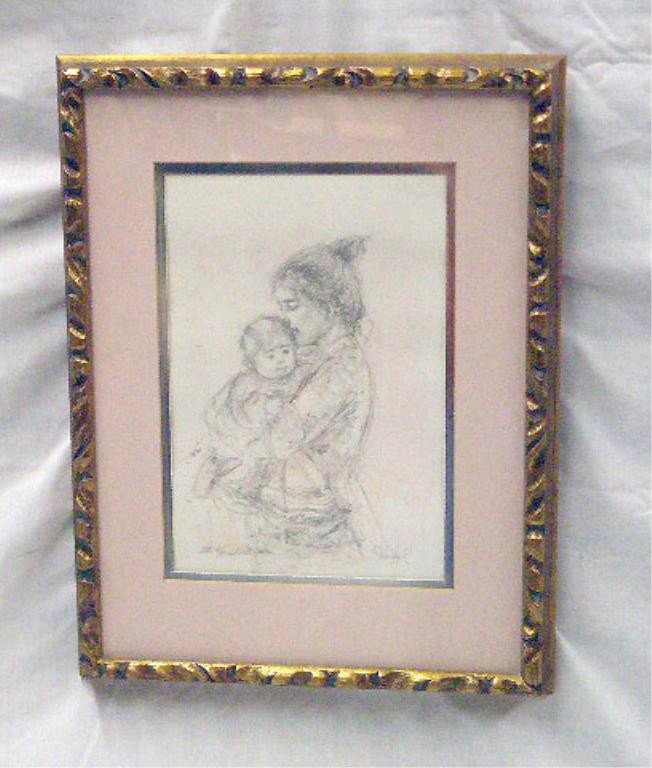 Edna Hibel Colored Lithograph