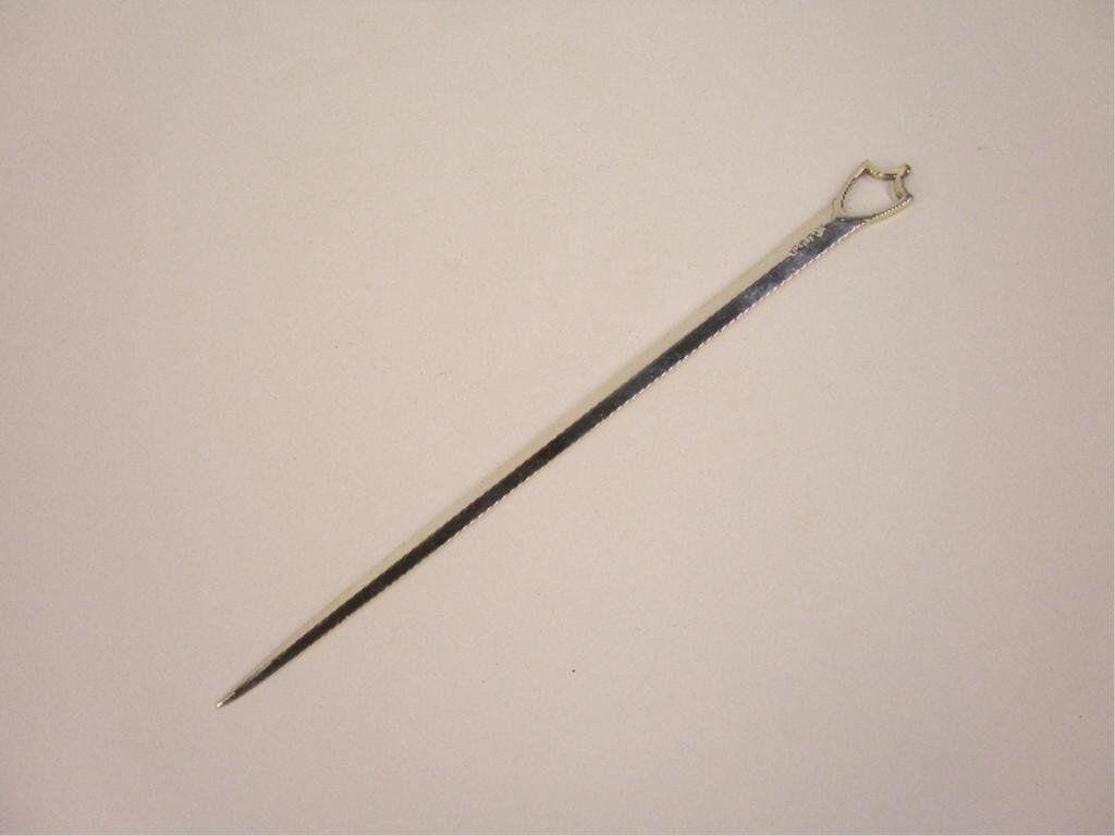 19th c. English Silver Letter Opener: c. 1813-1814 London Plate hall & makers marked, English sterling silver 13 1/4" letter opener, 3.01 troy ounces. CONDITION: Areas with wear and or scratches.