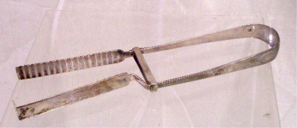 19th c. English Sterling Silver Serving Tongs: c. 1808-1809 London Plate hall & makers marked, English sterling silver 10 1/2" serving tongs, chaised dragon head motif on top of handle, 5.5 troy ounces. CONDITION: Very good with minor wear & scrat