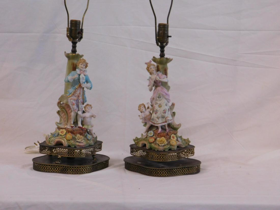 Pr Bisque Figural Lamps (1 of 5)