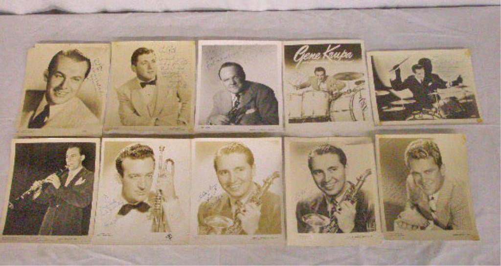 Big Band Performers Signed Photos: Lot of ten 1940's & 1950's big band leaders & performers signed black & white 8" x 10" publicity photos, includes: Woody Herman (personalized), Harry James (personalized), (2) Hal MeIntyre (personaliz