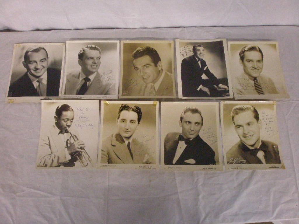 Big Band Performers Signed Photos: Lot of nine 1940's & 1950's big band performers signed black & white 8" x 10" publicity photos, includes: Roy Eldrige (personalized), Lee Columbia (personalized), Paul Allen (personalized), Donald Bro