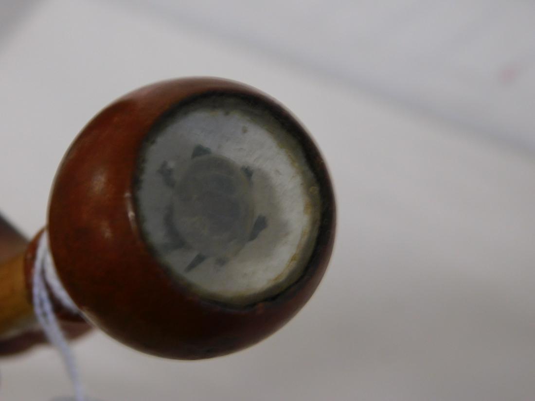 Carnival Turtle Cane: Carnival Turtle Cane: Handle: Wood knob with glass top covering and articulated turtle. Collar: Brass. Shaft: bamboo. Ferrule: Metal. Length 36". Vintage: Early 20th C. [84] CONDITION: Very good.