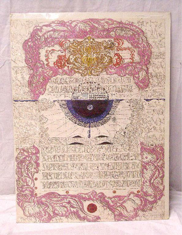 Smiechowska, Color Intaglio, "Lettre de Noblesse": Krystyna Smiechowska, signed, color intaglio [24/75-Proof], "Lettre De Noblesse" Polish, early 20th C. [unframed]. 30 x 22 1/4 = image