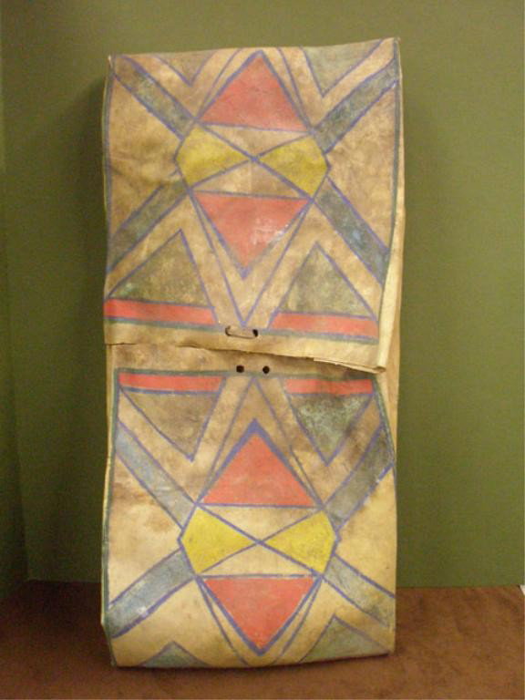 19th c. Sioux Parfleche Case: 19th c. Native American Indian Sioux tribe, painted rawhide 24" x 11" Parfleche case.