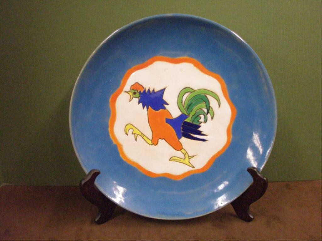 San Jose Mission Pottery Rooster Plate: c.1920's-1950's San Jose Mission pottery 10" Rooster plate.
