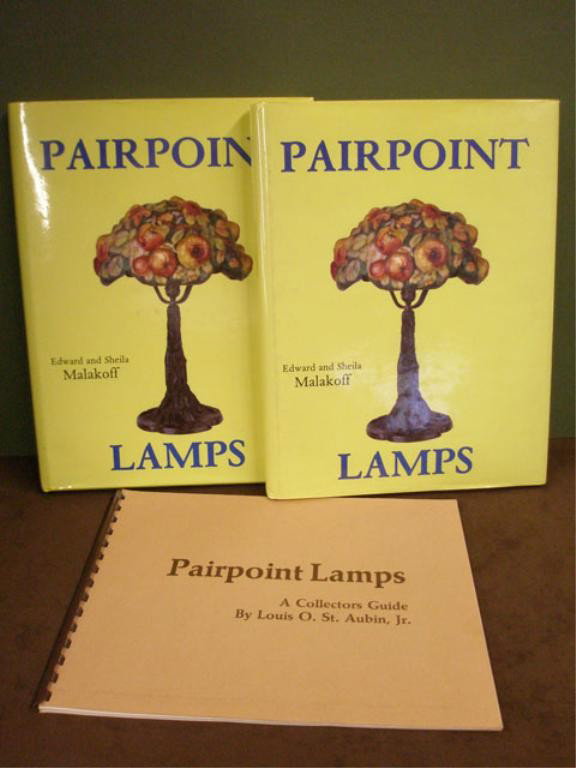 Pairpoint Lamps Books: Lot of three Pairpoint Lamps books, 1974 "Pairpoint Lamps A Collectors Guide" by Louis O. St. Aubin, Jr. & two 1990 "Pairpoint Lamps" by Edward & Sheila Malakoff.