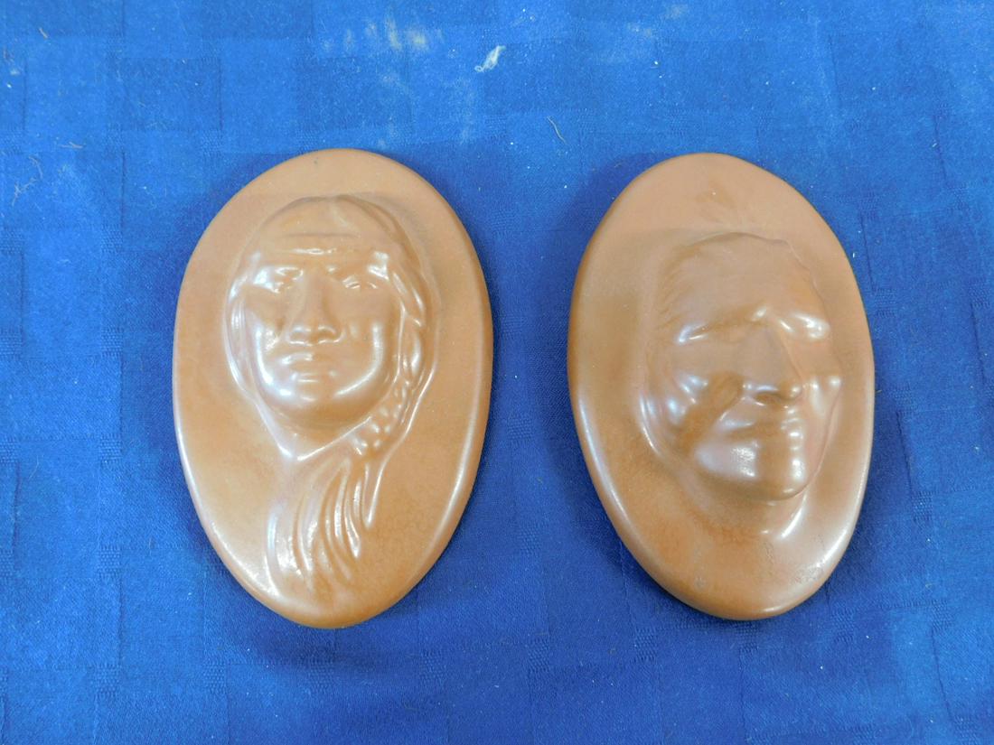 Pr American Indian man & woman Van Briggle Plaques (1 of 5)