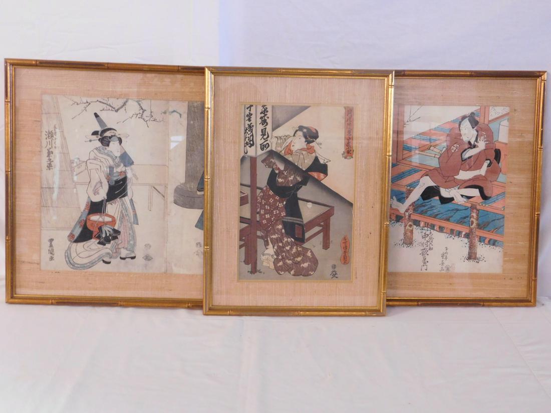 (Utagawa Kinusada Triptych Woodblock Prints (1 of 8)
