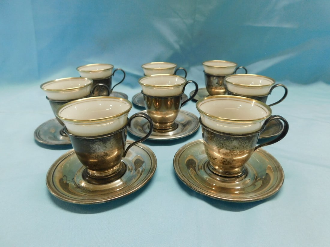 8 Sterling/Lenox Cups & Saucers (1 of 4)