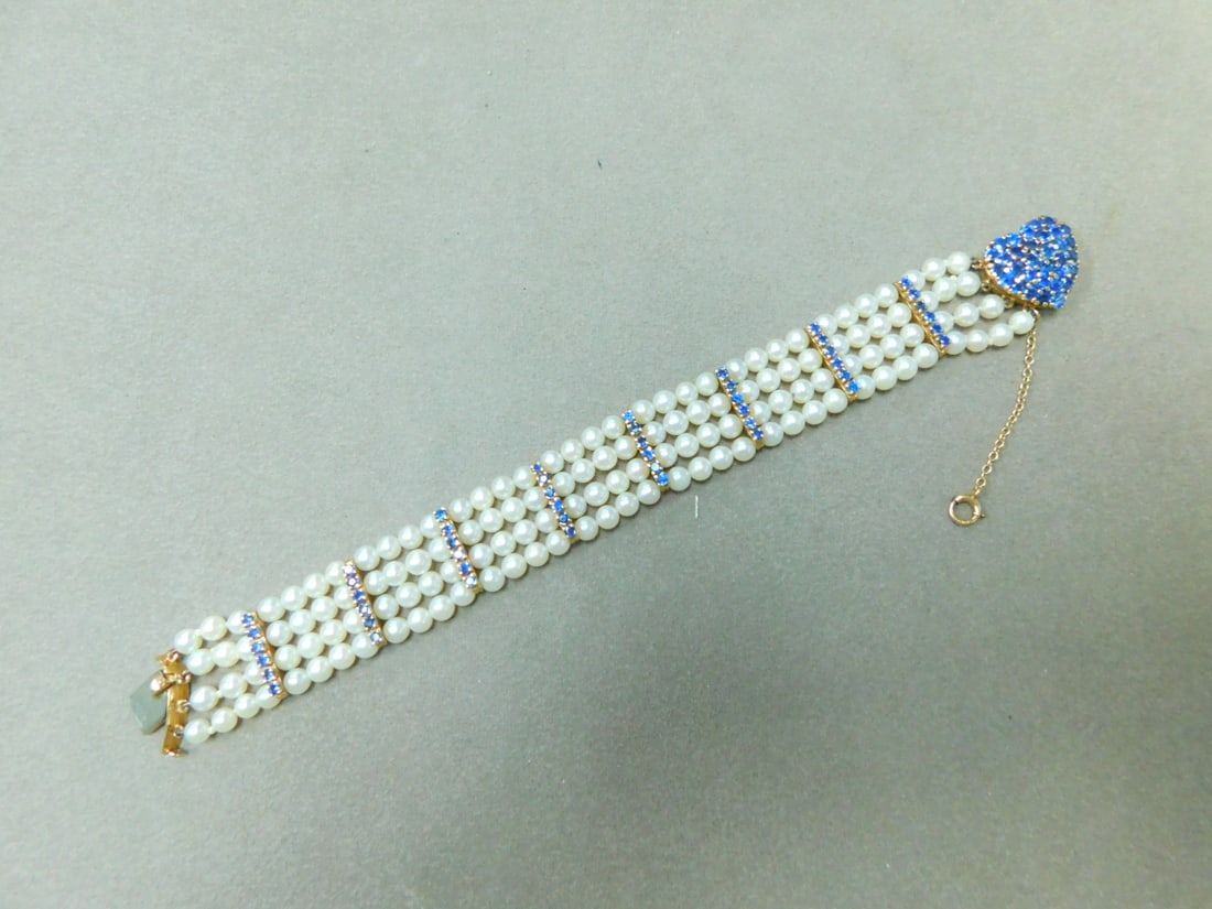 Gold, Sapphire & Pearl Bracelet (1 of 5)