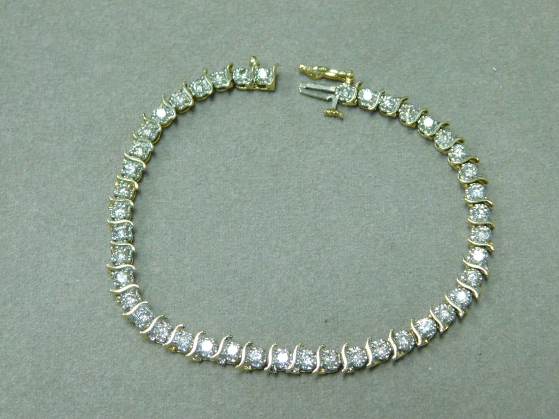 14K YG Diamond Tennis Bracelet (1 of 3)