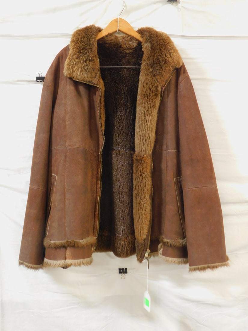 Man's Leather & Fur Lined Coat (1 of 5)