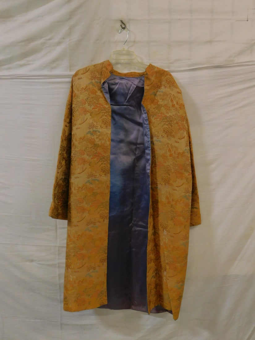 Tan Embroidered Asian Motif Duster Jacket (1 of 3)