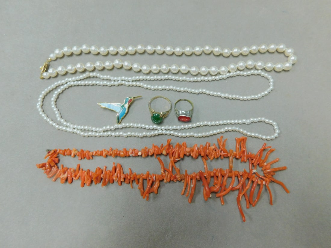 Costume Lot Necklaces,Rings,Pins,Coral (1 of 1)