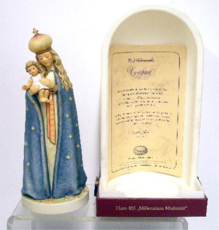 Hummel Millennium Madonna Figurine: Hummel #855 Millennium Madonna 10 1/4" figurine with box, limited edition #674/7500, TMK-8. CONDITION: Very good with no damage.