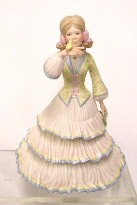 Cybis Jeanie With Light Brown Hair Figurine: Cybis porcelain 9 1/2" #4012 Jeanie with Light Brown Hair figurine. CONDITION: Very good with no damage.