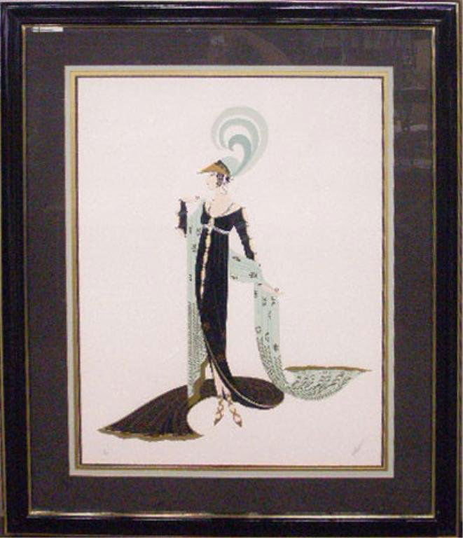 Erte, serigraph, "Directory": Erte, signed, serigraph [58/300], "Directoire". 37 1/4"h x 28 1/4" w=image (sight). CONDITION: Descriptions provided in both printed and on-line catalogue formats do not always include condition repor