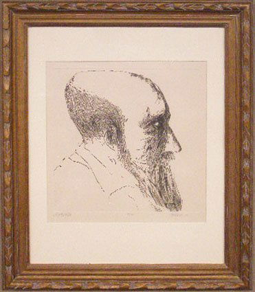 Leonard Baskin, Etching, "Monticelli": [Leonard} Baskin, signed, etching [13/100], "Monticelli". 20h x 19w = image (sight)