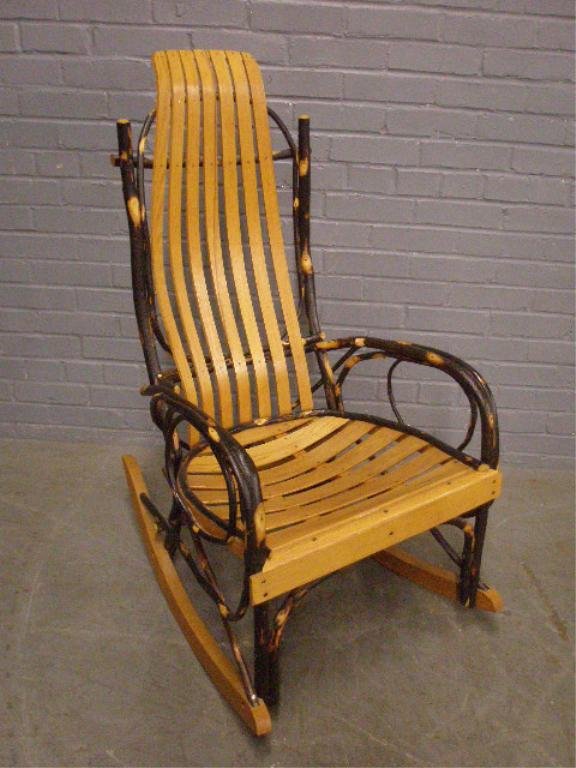 Adirondack Style Rocking Chair: Adirondack style rocking chair, late 20th C. Descriptions provided in both printed and on-line catalogue formats do not always include condition reports. The absence of a condition statement does not 