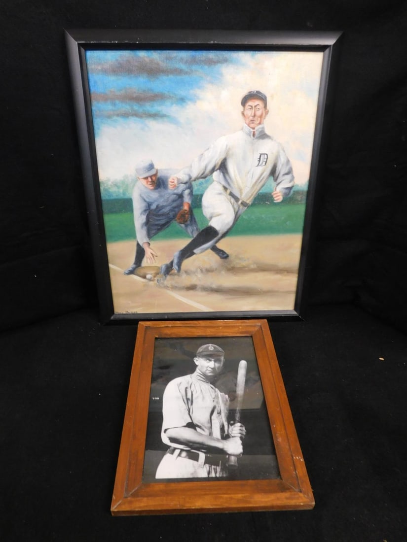 Framed Baseball Oil and Photo Ty Cobb (1 of 5)