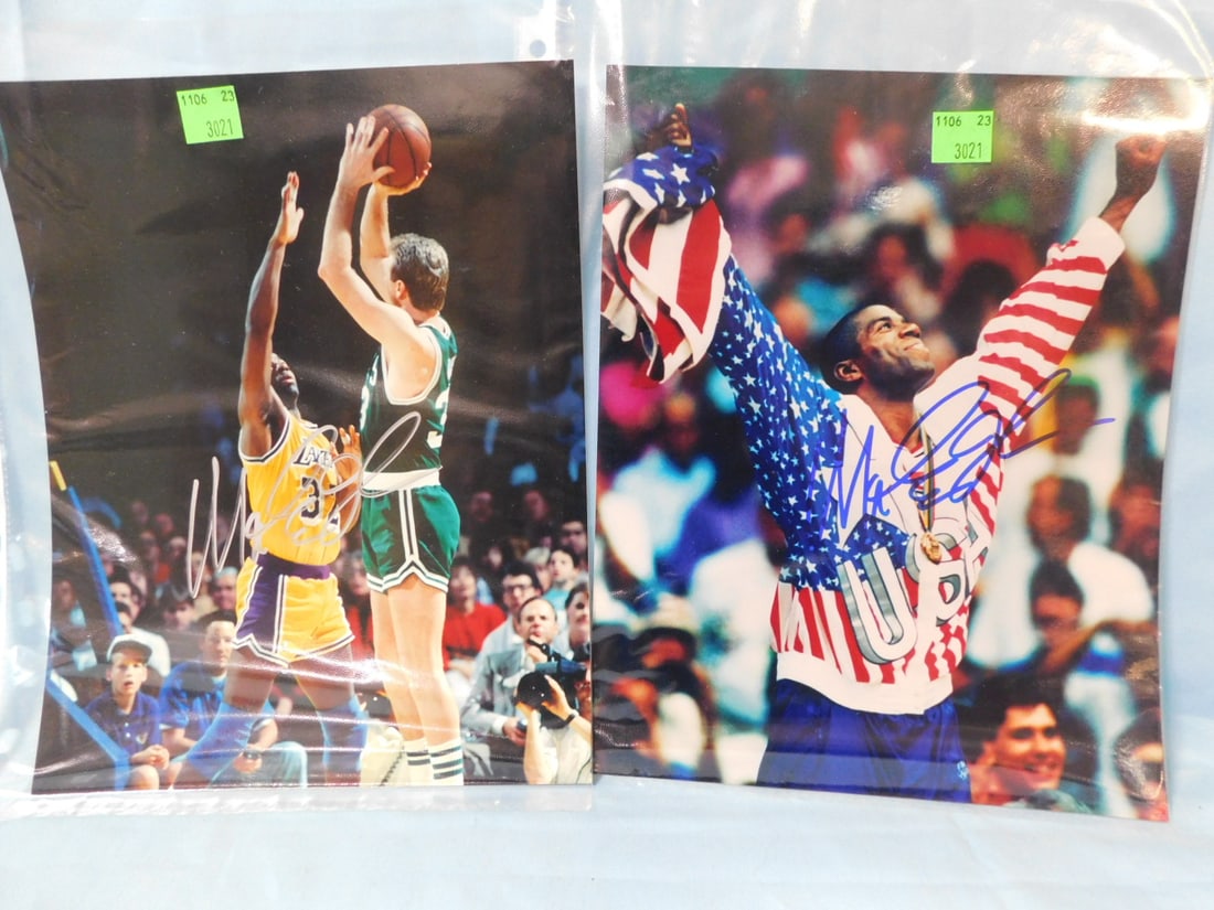 2 Magic Johnson Signed Photos (1 of 5)