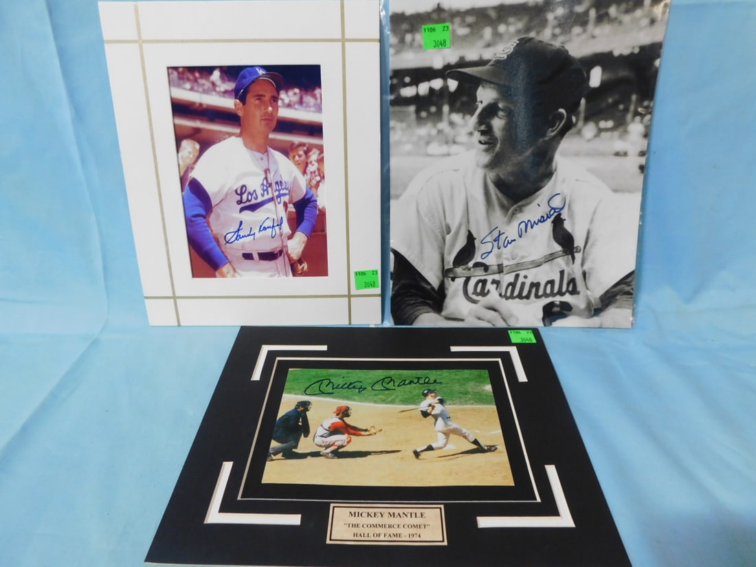 Mantle, Koufax, Musial Signed Photos (1 of 4)