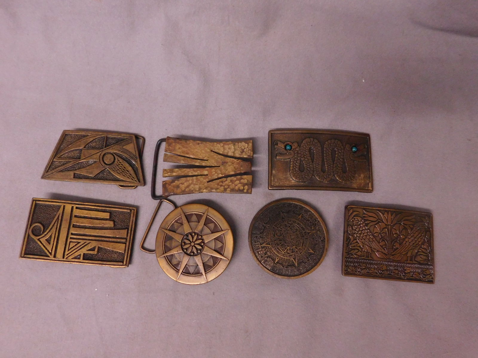 7 Abstract & Other Brass Belt Buckles (1 of 5)