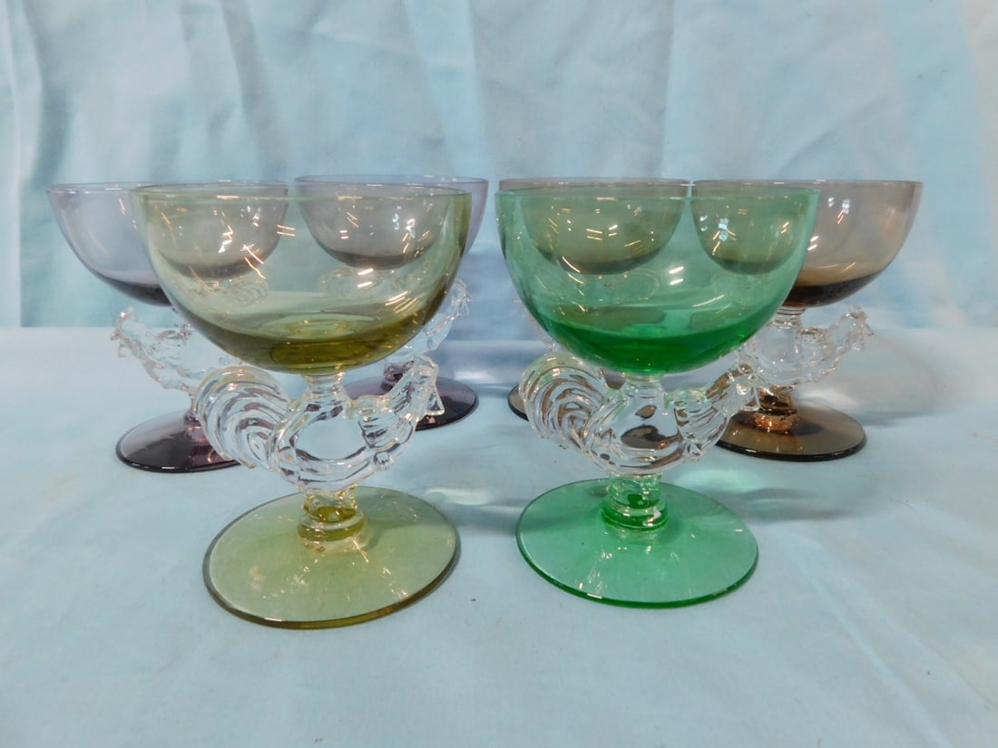 Set 6 Morgantown Rooster Goblets (1 of 3)