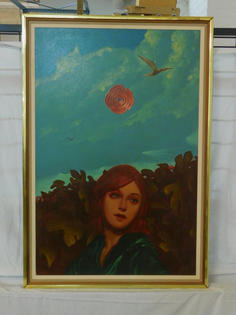 Ian Signed Female Portrait Painting (1 of 6)