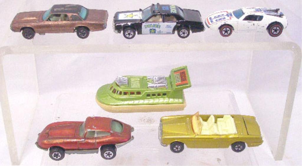 1960's & 1970's Diecast Cars: Lot of six 1960's & 1970's diecast metal Johnny Lightning, Hot Wheels & Matchbox cars. CONDITION: All with some form of wear.
