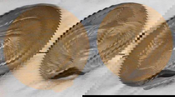 4 Stephen Robin Mold Sample Door Knockers: 4 Stephen Robin (1944 - 2018), bronze mold sample Door Knockers, portraits and floral, approximate 5" diam, comes with Certificate of Authenticity. Condition: very good For an informative Video on Ste
