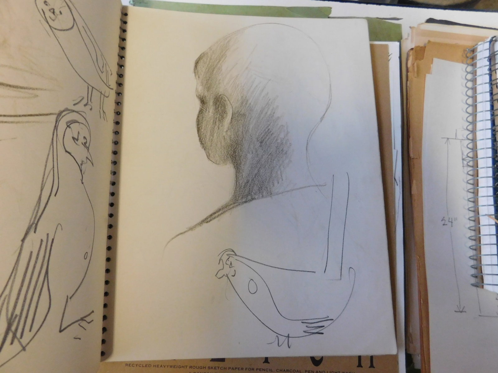 Lot Original Stephen Robin Artwork Sketches: Lot Original Stephen Robin (1944 - 2018), artwork sketches in spiral bound notebooks and other, some loose, all unsigned. Condition: very good For an informative Video on Stephen Robin and many of the