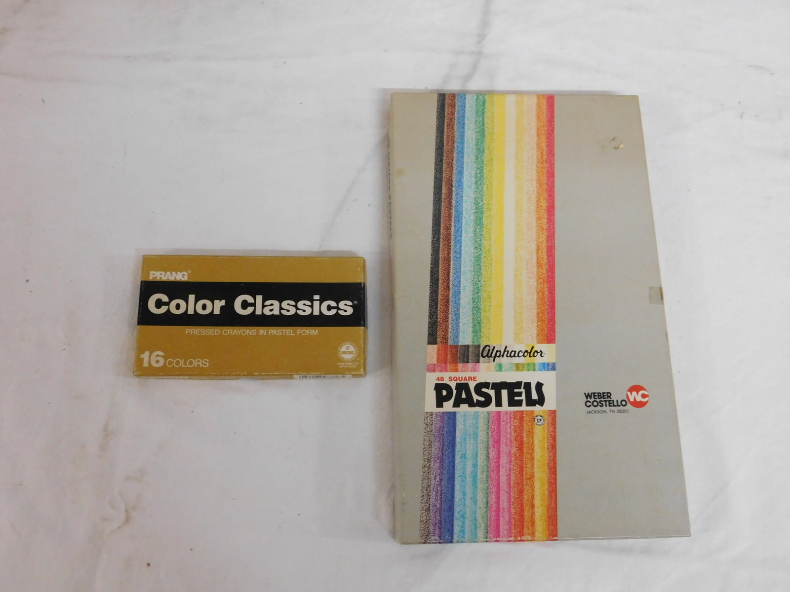 Artist Pastels: Artist Pastels, Weber Castello Alphacolor forty-eight square pastels #148-007, non toxic vintage, new in box and prang color classics pressed crayons in pastel form #978 - 16, retains eleven of sixtee