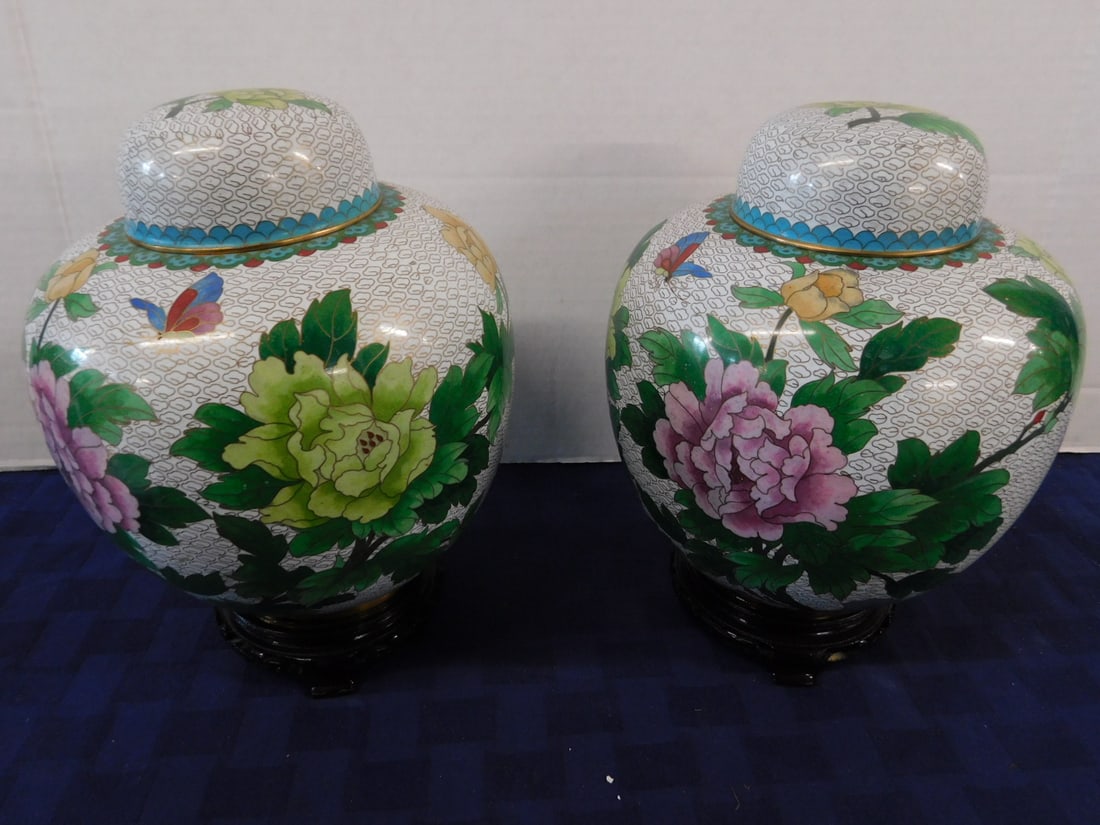 Pr Cloisonne Ginger Jars (1 of 6)