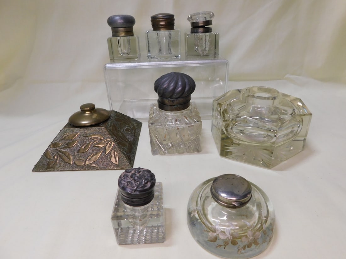 8 Vintage Inkwells (1 of 4)