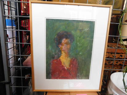 Milton Resnick Painting: Milton Resnick Painting, Russian / American 1917 - 2004, unsigned, attributed possibly signed on paper, untitled 1985, portrait of Lady, Daniel Weinberg Gallery label, on verso, California image 16" x