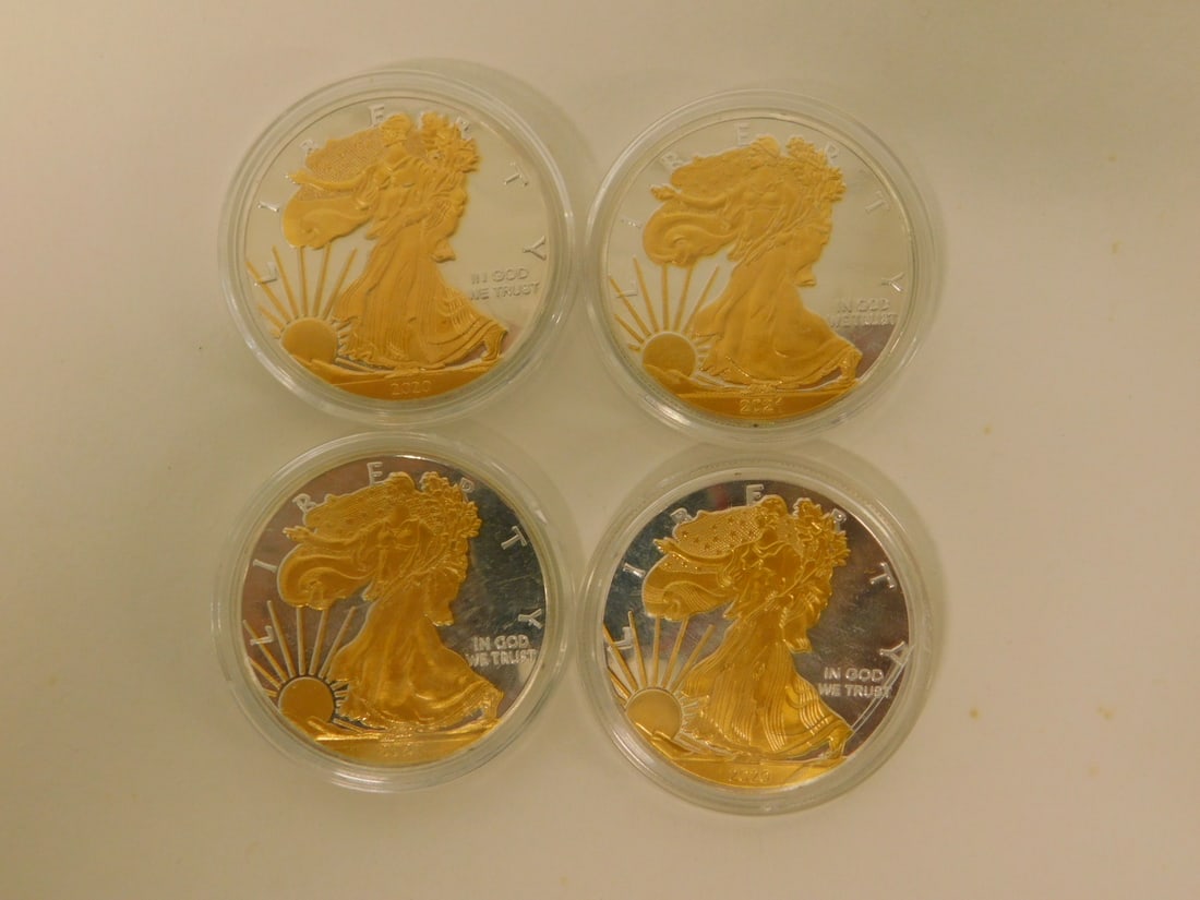 (4) $1 American Eagle Gold Plated Coins (1 of 4)