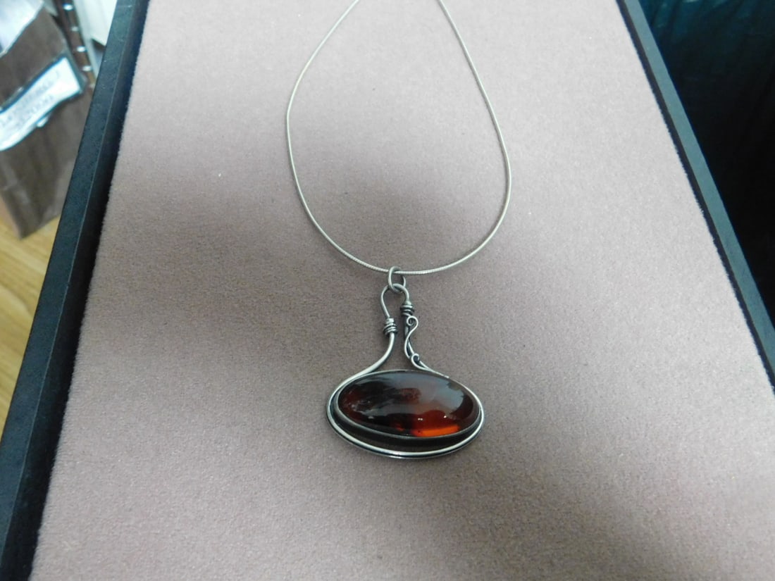 Amber & Sterling Necklace (1 of 3)