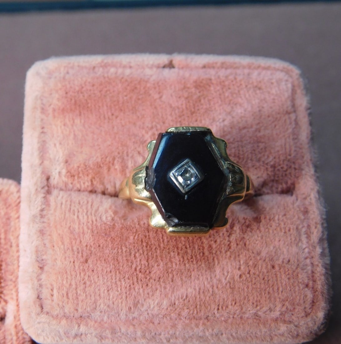 Lady's Diamond & Onyx Ring (1 of 2)