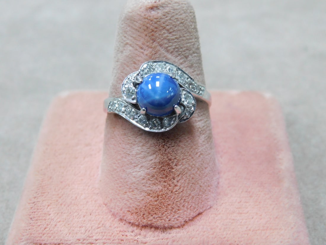 14k WG Star Sapphire Diamond Ring (1 of 5)
