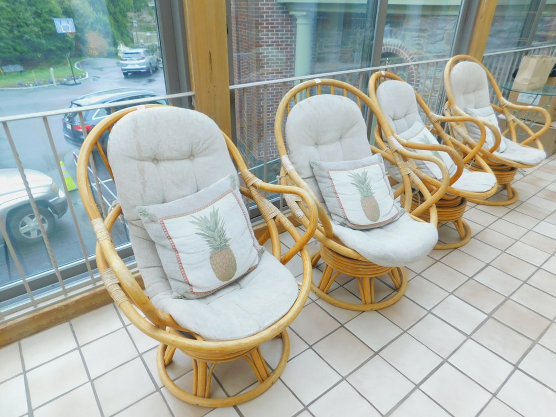 4 Bamboo swivel chairs (1 of 4)