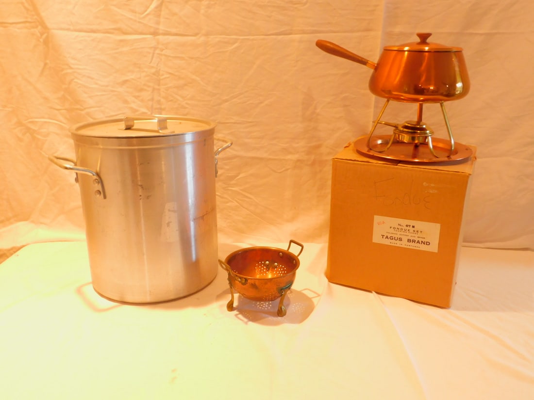 Copper fondue stock pot & strainer (1 of 3)