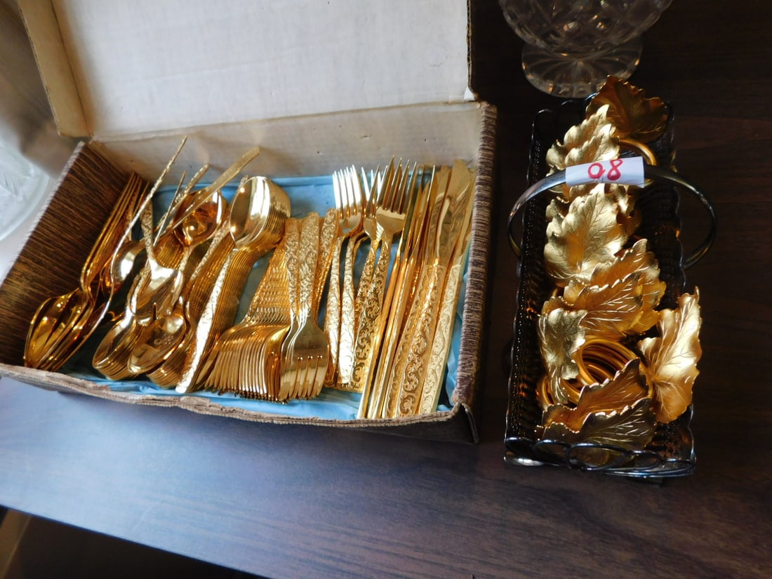 Gold plated flatware service (1 of 8)