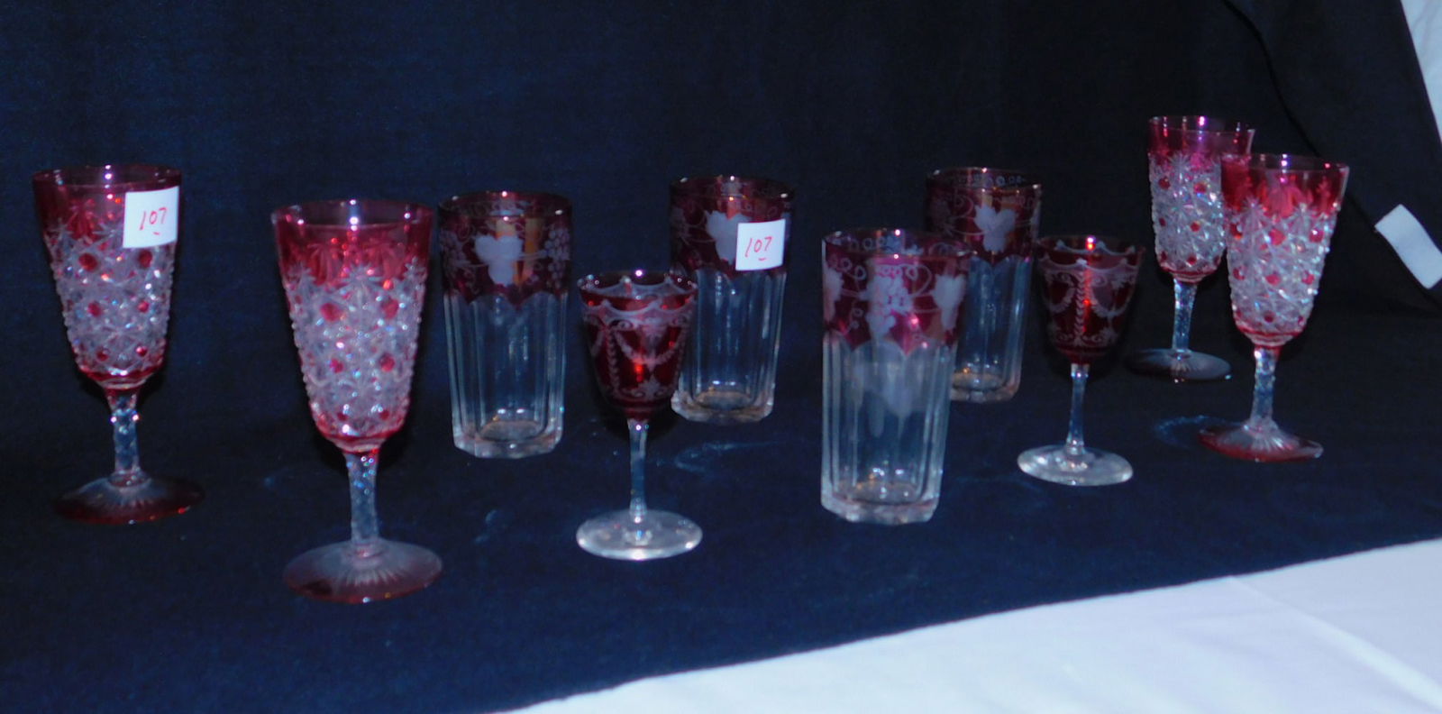(10) Ruby crystal stemware pieces (1 of 4)